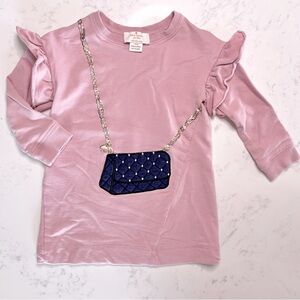 kate spade New York Long Sleeve French Terry Dress w/ Purse Appliqué, 24 mo